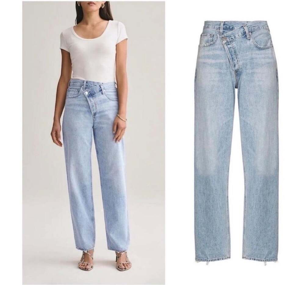 Agolde Criss Cross Baggy Jeans Size 28 Light Wash Organic Cotton